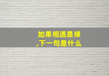 如果相遇是缘,下一句是什么