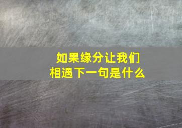 如果缘分让我们相遇下一句是什么