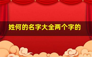 姓何的名字大全两个字的