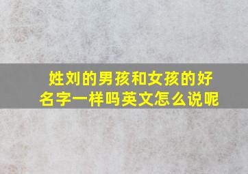 姓刘的男孩和女孩的好名字一样吗英文怎么说呢