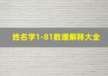 姓名学1-81数理解释大全