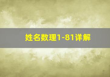 姓名数理1-81详解