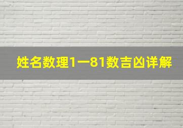 姓名数理1一81数吉凶详解