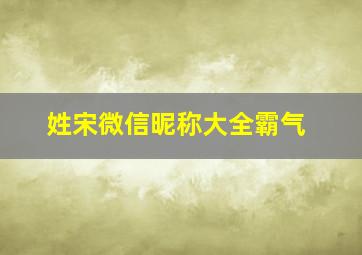 姓宋微信昵称大全霸气