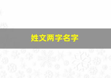 姓文两字名字