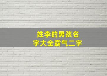 姓李的男孩名字大全霸气二字