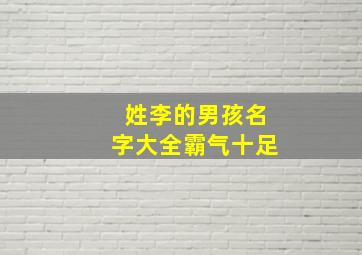 姓李的男孩名字大全霸气十足