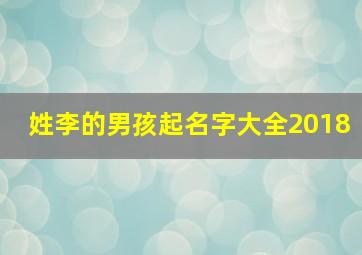 姓李的男孩起名字大全2018