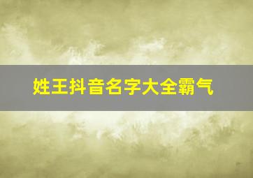 姓王抖音名字大全霸气