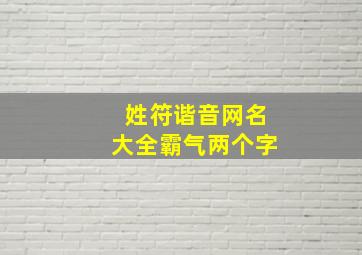 姓符谐音网名大全霸气两个字