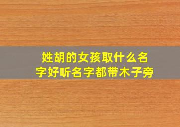 姓胡的女孩取什么名字好听名字都带木子旁