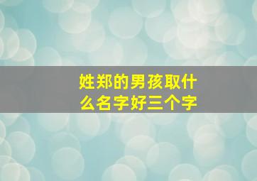 姓郑的男孩取什么名字好三个字