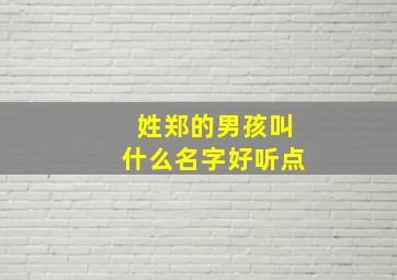 姓郑的男孩叫什么名字好听点