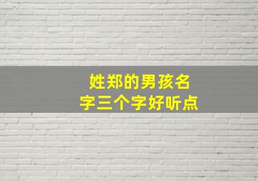 姓郑的男孩名字三个字好听点