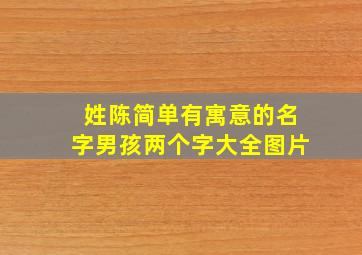 姓陈简单有寓意的名字男孩两个字大全图片