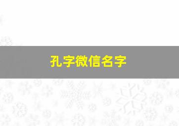 孔字微信名字