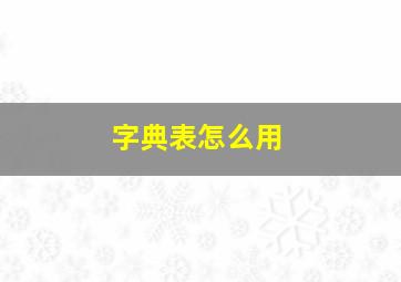 字典表怎么用