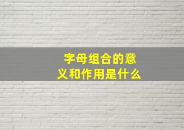 字母组合的意义和作用是什么