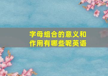 字母组合的意义和作用有哪些呢英语