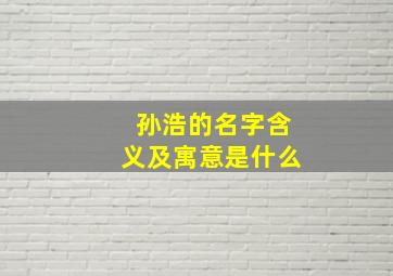 孙浩的名字含义及寓意是什么