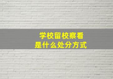 学校留校察看是什么处分方式