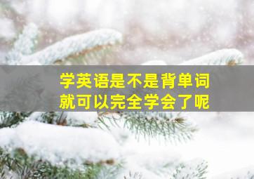 学英语是不是背单词就可以完全学会了呢