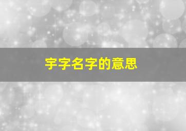 宇字名字的意思