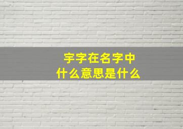 宇字在名字中什么意思是什么