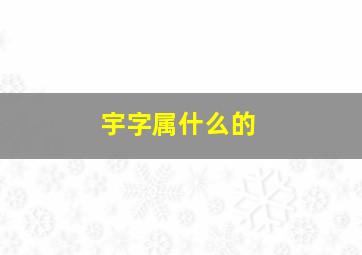 宇字属什么的