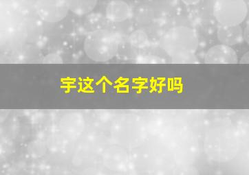 宇这个名字好吗