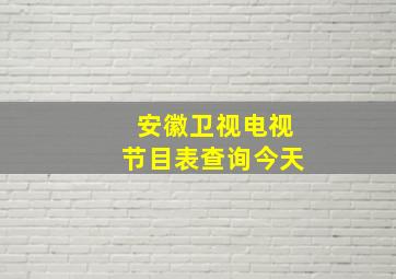 安徽卫视电视节目表查询今天