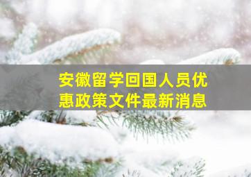 安徽留学回国人员优惠政策文件最新消息