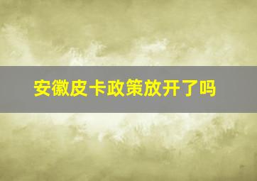 安徽皮卡政策放开了吗