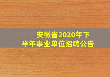 安徽省2020年下半年事业单位招聘公告