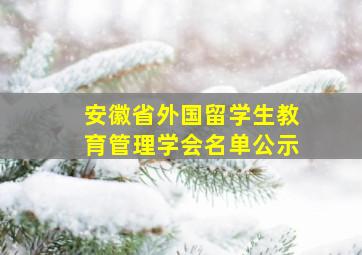 安徽省外国留学生教育管理学会名单公示