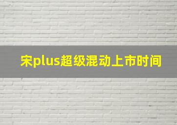 宋plus超级混动上市时间