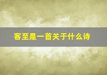 客至是一首关于什么诗