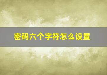 密码六个字符怎么设置