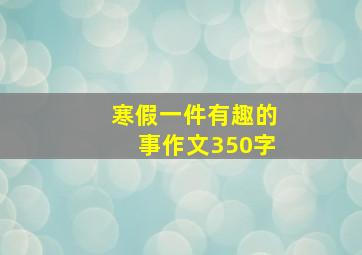 寒假一件有趣的事作文350字