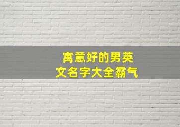 寓意好的男英文名字大全霸气