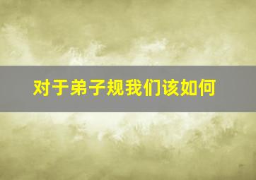 对于弟子规我们该如何