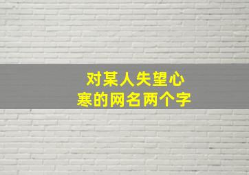 对某人失望心寒的网名两个字