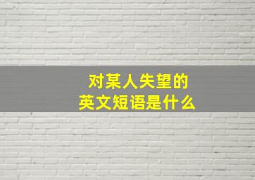 对某人失望的英文短语是什么