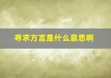 寻求方言是什么意思啊