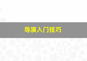 导演入门技巧