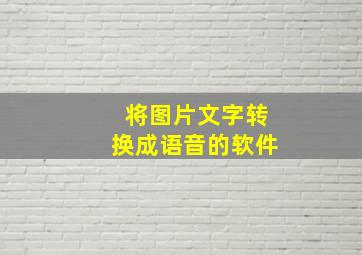 将图片文字转换成语音的软件