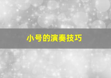 小号的演奏技巧