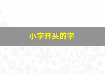 小字开头的字