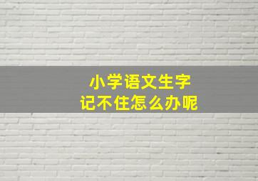 小学语文生字记不住怎么办呢