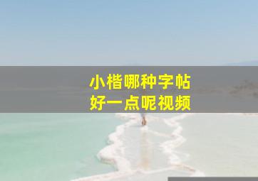 小楷哪种字帖好一点呢视频